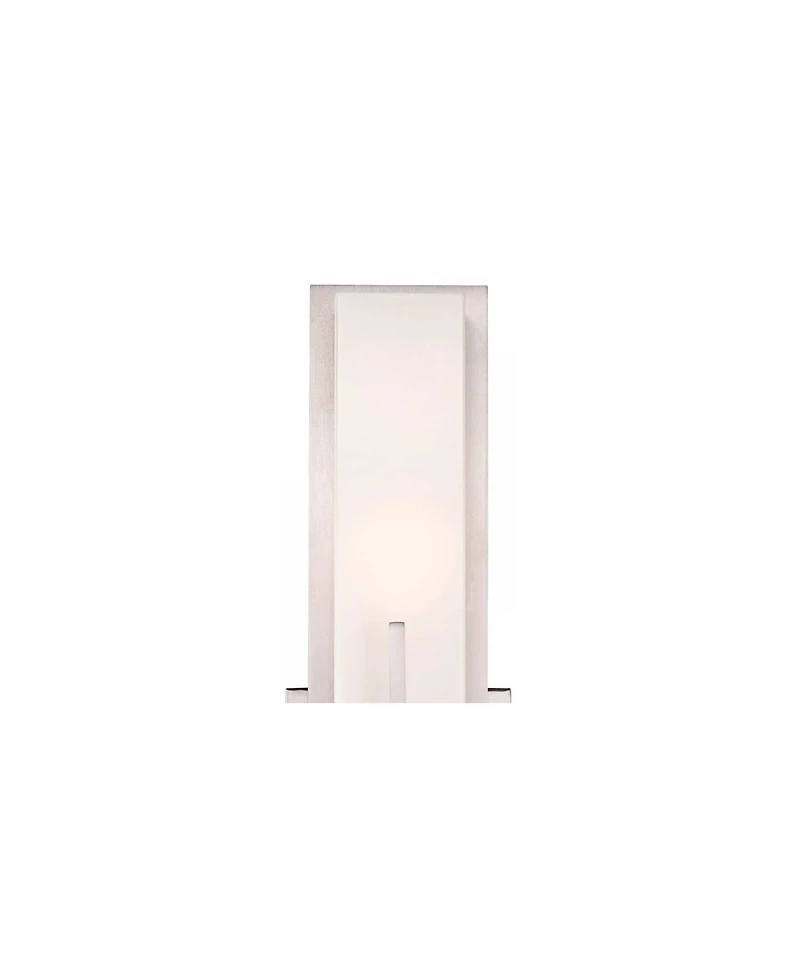 Possini Euro Design Midtown Modern Wall Light Sconce Satin Nickel Hardwired 4 1/2" Wide Fixture White Glass Rectangular Shade for Bedroom Bathroom Bed