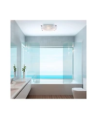 Lattice Modern Close To Ceiling Light Flush Mount Fixture 16.50" Wide Chrome Etched Lattice Square Frosted Glass Bowl Shade for Bedroom Hallway L