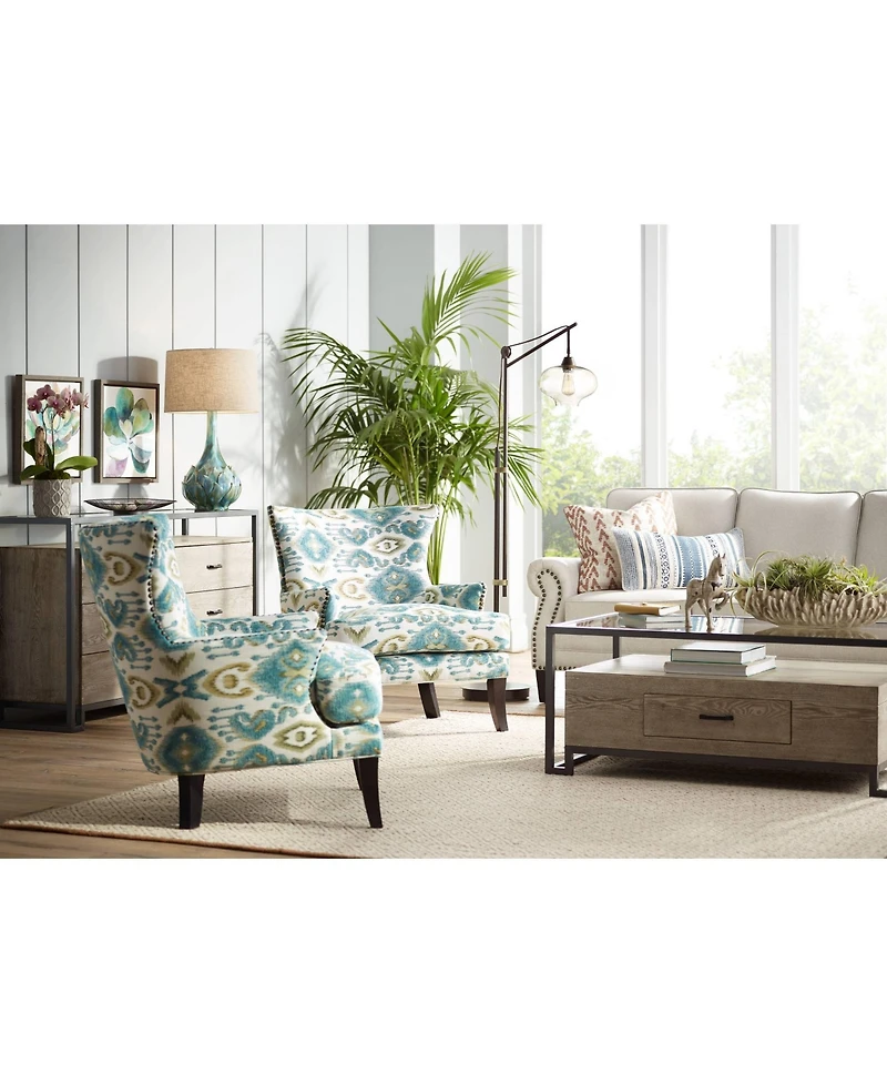 Kenya Modern Table Lamp 29 1/2" Tall Blue Green Reactive Glaze Ceramic Beige Linen Tapered Drum Shade for Bedroom Living Room House Home Bedside Night