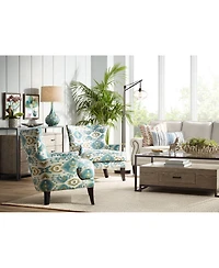 Kenya Modern Table Lamp 29 1/2" Tall Blue Green Reactive Glaze Ceramic Beige Linen Tapered Drum Shade for Bedroom Living Room House Home Bedside Night