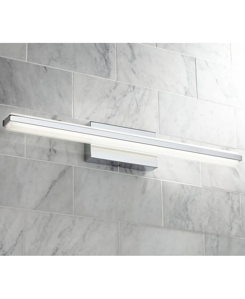 Possini Euro Design Modern Wall Lights Set of 2 Chrome Hardwired 4 1/2" Led Fixture White Glass Shade for Bedroom Bathroom Vanity