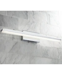 Possini Euro Design Modern Wall Lights Set of 2 Chrome Hardwired 4 1/2" Led Fixture White Glass Shade for Bedroom Bathroom Vanity