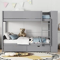 Streamdale Twin Over Bunk Bed With 2 Drawers And Multilayer Cabinet