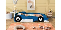 Streamdale Full Race Car-Shaped Platform Bed With Wheels, Blue
