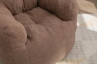 Streamdale Soft Tufted Foam Bean Bag Chair With Teddy Fabric Coffee Brown
