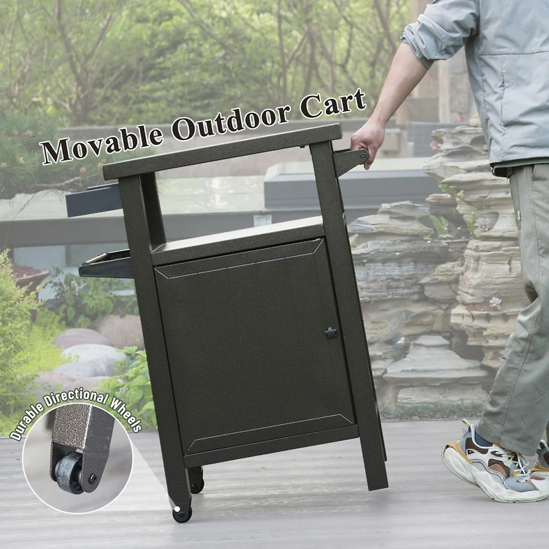 Versatile Grill Cart Premium Metal, Ample Storage