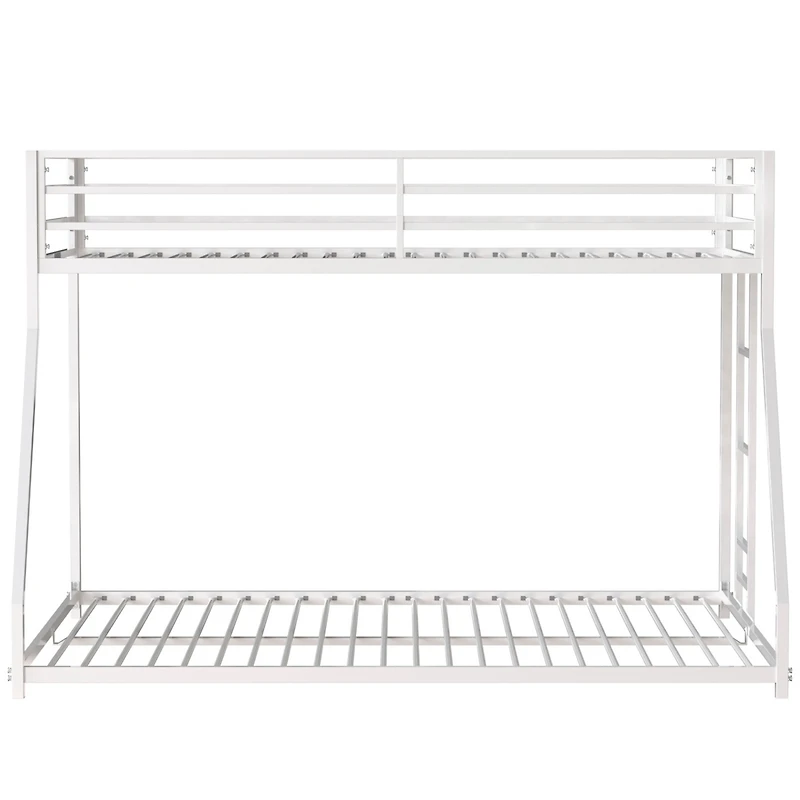 Streamdale Furniture Adam Sturdy Twin over Full Metal Bunk White for Kids and Adult, Low Profile and Easy Climbing with Stable Ladder