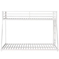 Streamdale Furniture Adam Sturdy Twin over Full Metal Bunk White for Kids and Adult, Low Profile and Easy Climbing with Stable Ladder