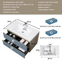 Simplie Fun Floating Bathroom Vanity with Resin Sink | Natural Oak Finish | 2 Drawers