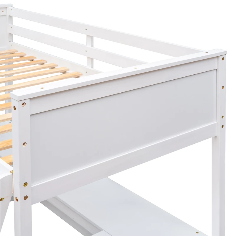 Streamdale Twin Loft Bed With Shelves And Desk, Wooden Desk