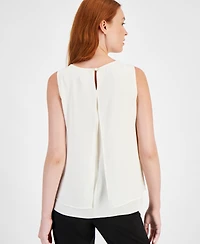 Anne Klein Women's Scoop-Neck Sleeveless Double-Layered Top