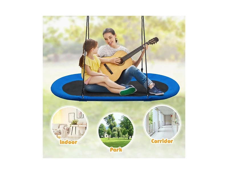 Slickblue Kids Heavy-Duty Saucer Swing Set for Backyard with Adjustable Height