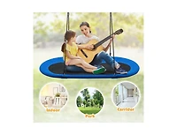 Slickblue Kids Heavy-Duty Saucer Swing Set for Backyard with Adjustable Height