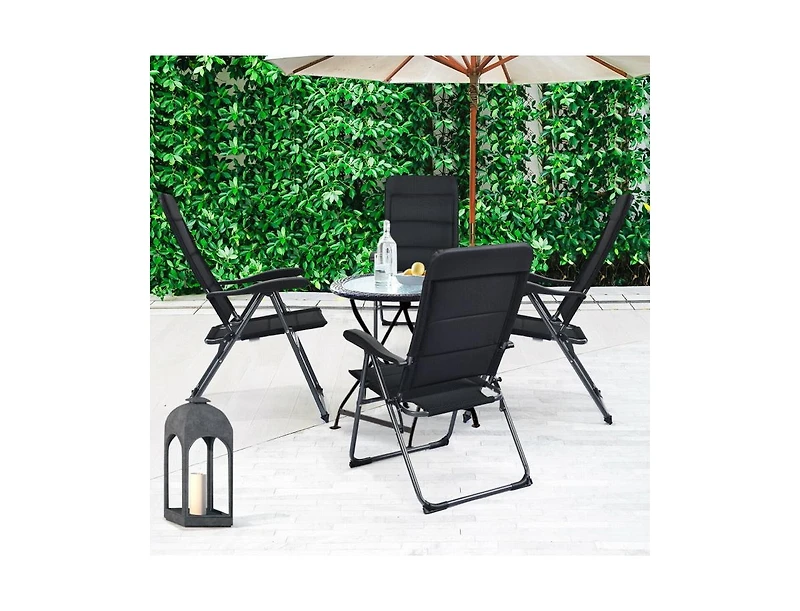 Slickblue Set of 4 Patio Folding Chairs with Adjustable Backrest