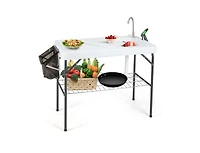 Slickblue Portable Camping Fish Cleaning Table with Grid Rack and Faucet