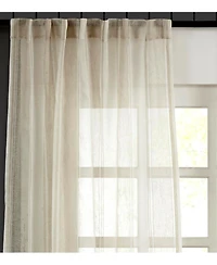 Ihi Home Lurex Linen Sheer Curtain Panel - Rod Pocket and Hidden Back Tabs