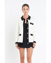 English Factory Women's Contrast Details Knit Cardigan