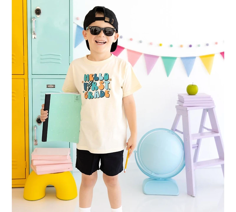 Sweet Wink Toddler Boys Hello First Grade Short Sleeve T-Shirt