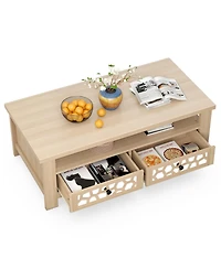 Slickblue 3-tier Coffee Table with 2 Drawers and 5 Support Legs
