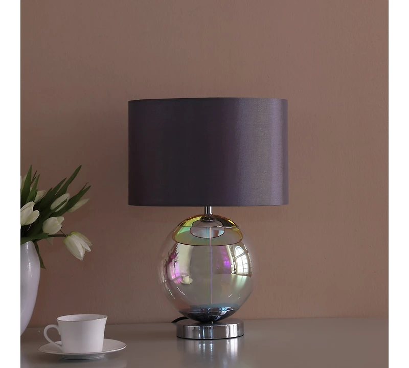 Streamdale 18.75-Inch Artie Orb Iridescent Chrome Table Lamp