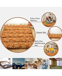 Caromio Futon Mattress Full Size, Floral Print Floor Mattress Pad Portable Dorm Sleeping Pad, 54"x 80"