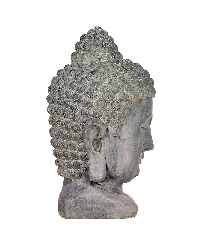 John Timberland Meditating Buddha Head Statue Sculpture Zen Asian Garden Decor Outdoor Front Porch Gray Faux Stone 18 1/2" Tall