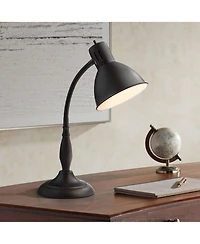 360 Lighting Breck Desk Table Lamp 17" High Dark Bronze Metal Adjustable Gooseneck Arm for Bedroom Bedside Nightstand Office Kids Family House Ho