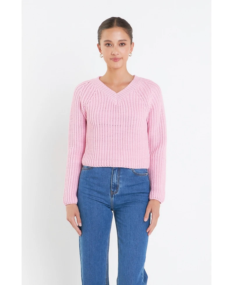 English Factory Women's V-neck Knit Sweater