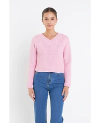 English Factory Women's V-neck Knit Sweater
