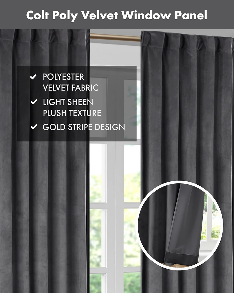Colt Room Darkening Velvet Curtain Panel Pair, 37"W x 63"L