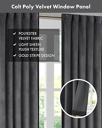 Colt Room Darkening Velvet Curtain Panel Pair, 37"W x 63"L