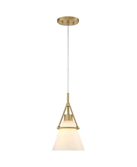 Cashmere Gold Metal Mini Pendant Light 7 1/2" Wide Modern Frosted White Glass Cone Shade Fixture for Dining Room House Bedroom Kitchen Island Hal