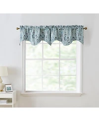Hlc.me Paris Paisley Thermal Insulated Decorative Rod Pocket Short Scalloped Curtain Valance for Kitchen, Bathroom