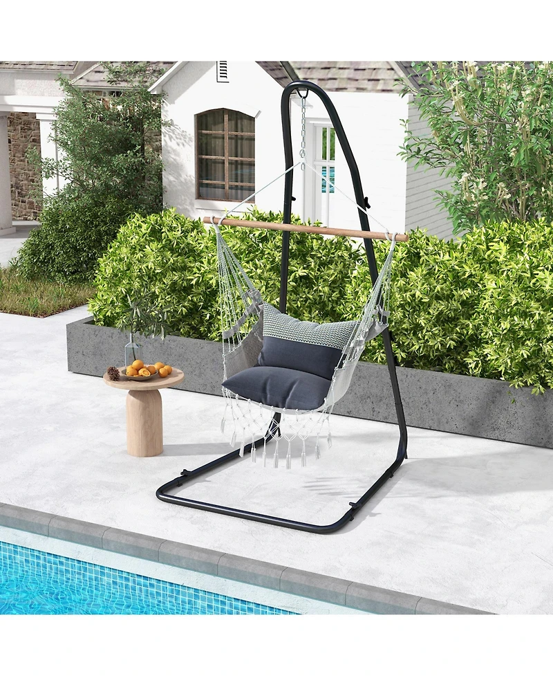 Slickblue Hammock Chair Stand Adjustable Swing Chair Stand with Safety Hook and Sturdy Chain