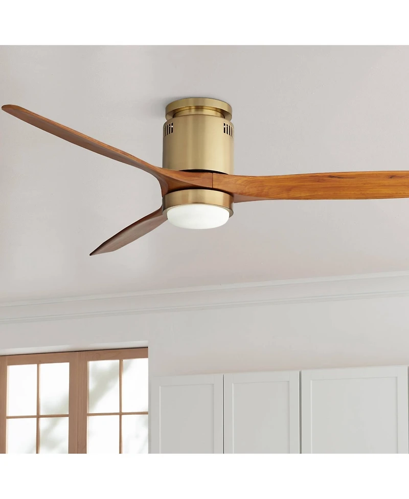 Casa Vieja 52" Windspun Modern Indoor Ceiling Fan 3 Blade Led Light Remote Control Soft Brass Finish Motor Bedroom Hugger Dc Motor