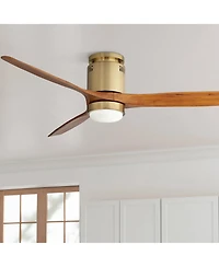 Casa Vieja 52" Windspun Modern Indoor Ceiling Fan 3 Blade Led Light Remote Control Soft Brass Finish Motor Bedroom Hugger Dc Motor