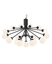 Possini Euro Design Davina Black Hanging Sputnik Chandelier Lighting 34 1/2" Wide Mid Century Modern Led Frosted White Globe Shades 18-Light Fixture f