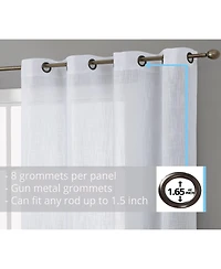 Hlc.me Abbey Faux Linen Textured Semi Sheer Privacy Sun Light Filtering Transparent Window Grommet Curtain Panels