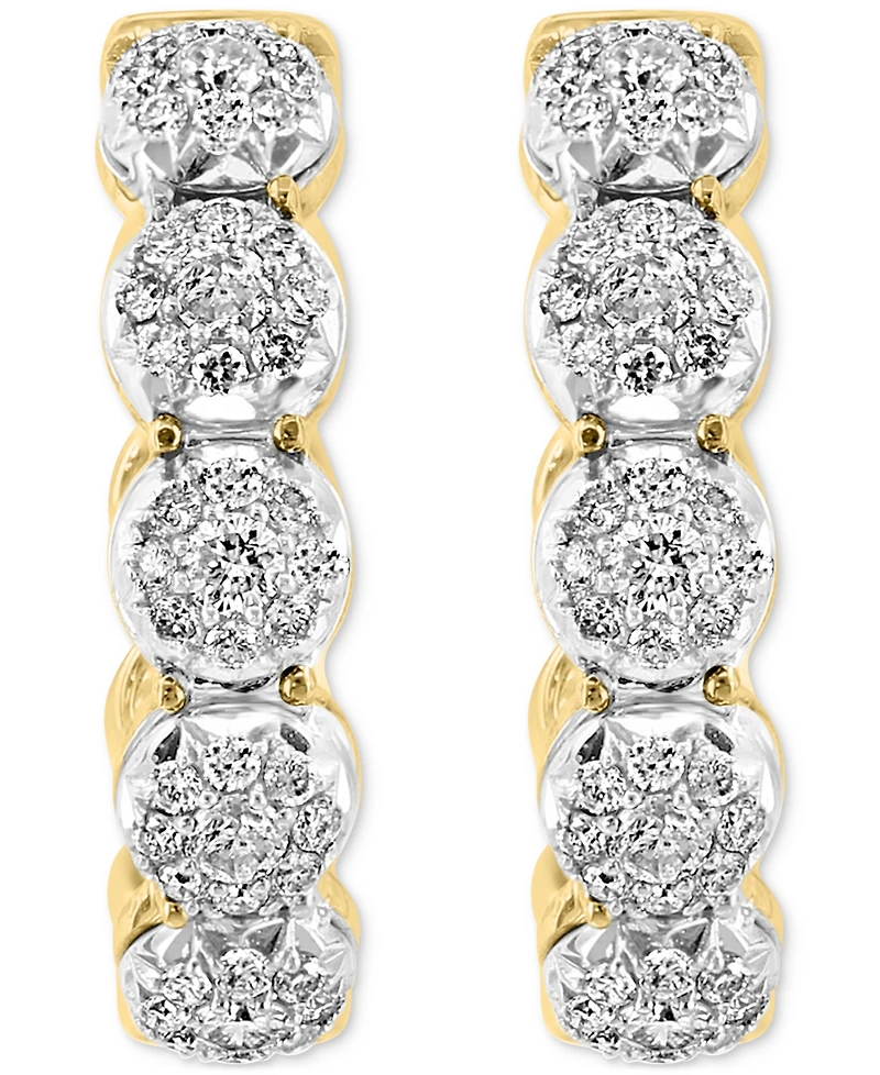 Effy Diamond Halo & Open Circle Small Hoop Earrings (1/2 ct. t.w.) in 14k Two-Tone Gold, 0.625"