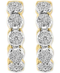 Effy Diamond Halo & Open Circle Small Hoop Earrings (1/2 ct. t.w.) in 14k Two-Tone Gold, 0.625"