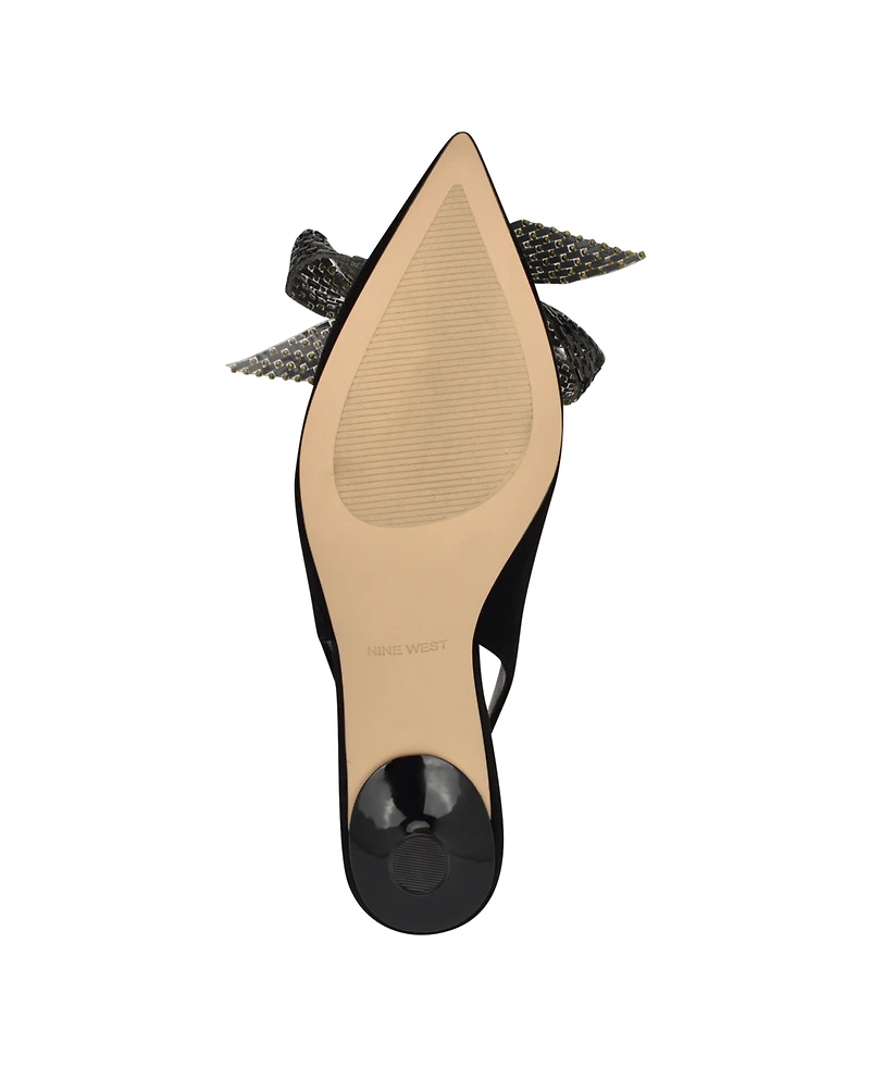 Nine West Women's Rills Embellished Bow Slingback Pumps