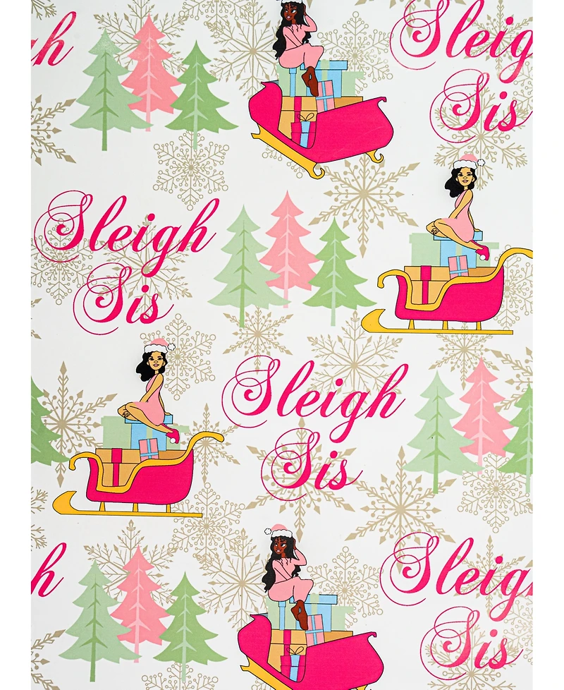 Black Paper Party White Sleigh Sis Gift Wrap
