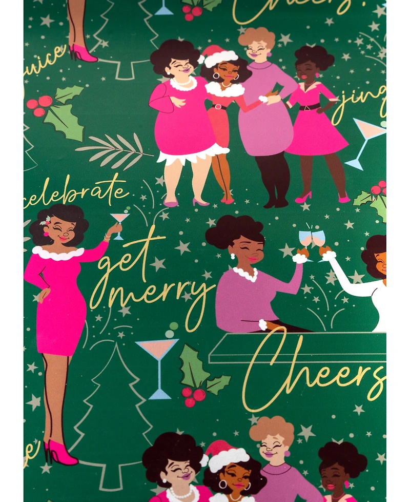Black Paper Party Green Cheers Auntie Gift Wrap
