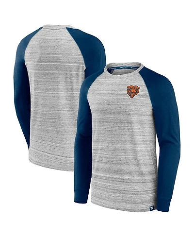 Fanatics Men's Heather Gray/Navy Chicago Bears Fair Shake Raglan Long Sleeve T-Shirt