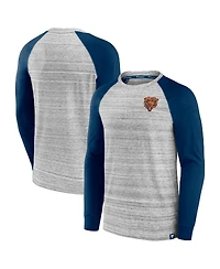 Fanatics Men's Heather Gray/Navy Chicago Bears Fair Shake Raglan Long Sleeve T-Shirt