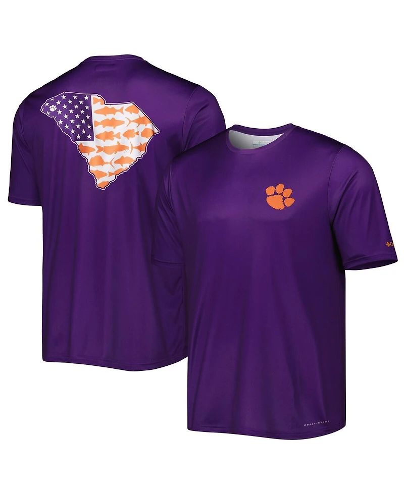 Columbia Men's Purple Clemson Tigers Terminal Tackle State Omni-Shade T-Shirt