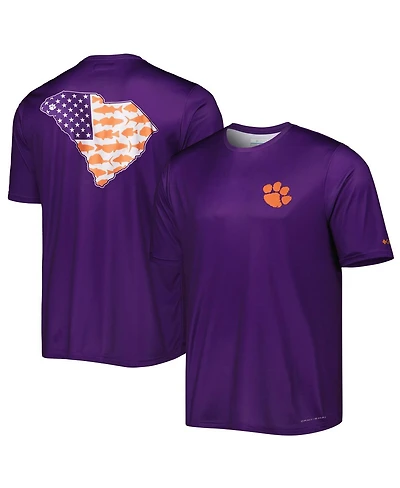 Columbia Men's Purple Clemson Tigers Terminal Tackle State Omni-Shade T-Shirt
