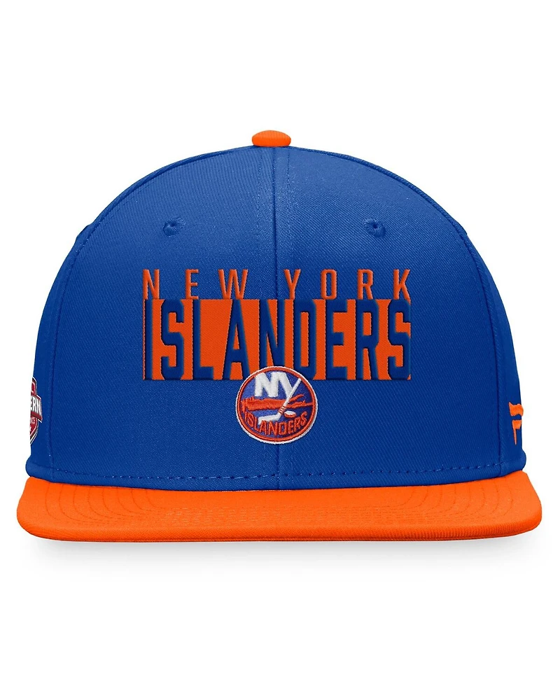 Fanatics Men's Royal/Orange New York Islanders Fundamental Colorblocked Snapback Hat