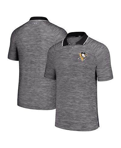 Msx by Michael Strahan Men's Black Pittsburgh Penguins Strategy Raglan Polo