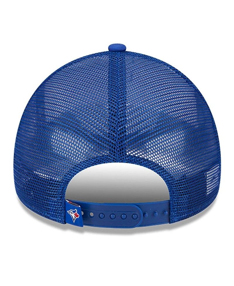 New Era Men's White/Royal Toronto Blue Jays Stacked A-Frame Trucker 9FORTY Adjustable Hat
